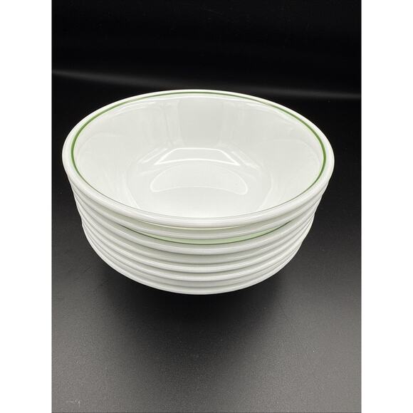 Corelle Soup Cereal BOWL Lot of 8 SINGLE GREEN BAND Nice EUC - Picture 7 of 7